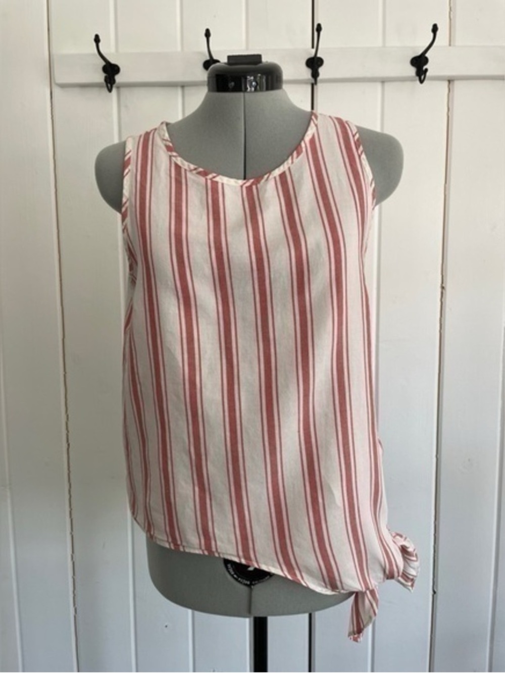 Madewell White and Pink Vertical Stripe Tie-Hem Camisole